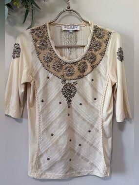 Label Ritu Kumar Embellished Boho Tunic Top | US 8 / Medium